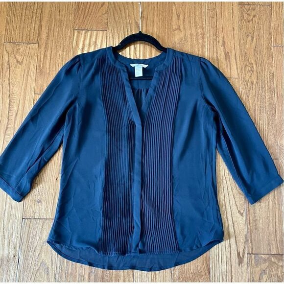 H&M navy pleat front blouse - Picture 6 of 9